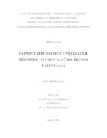 Važnost reputacije u upravljanju brendom - studija slučaja brenda Balenciaga