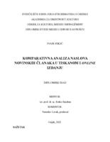 Komparativna analiza naslova novinskih članaka u tiskanom i online izdanju