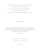 Upravljanje događajima u kulturnim i kreativnim industrijama i implikacija na društvenu zajednicu