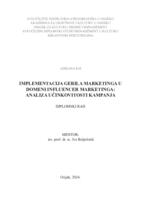 prikaz prve stranice dokumenta Implementacija gerila marketinga u domeni influencer marketinga: analiza učinkovitosti kampanja