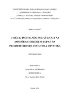 prikaz prve stranice dokumenta Utjecaj digitalnog oglašavanja na donošenje odluke o kupnji na primjeru brenda Coca Cola Hrvatska