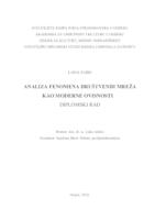 prikaz prve stranice dokumenta Analiza fenomena društvenih mreža kao moderne ovisnosti