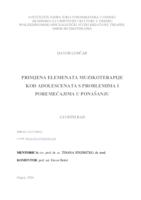 prikaz prve stranice dokumenta Primjena elemenata muzikoterapije kod adolescenata s problemima i poremećajima u ponašanju